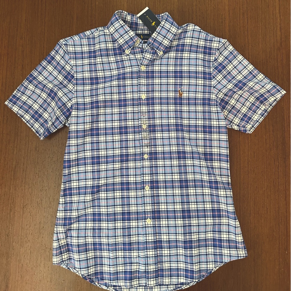 New with tags. Blue plaid Polo Ralph Lauren button down. Size medium.